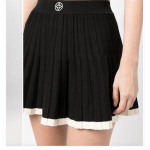 SMFK Elegant Black Pleated Skirt with White Trim